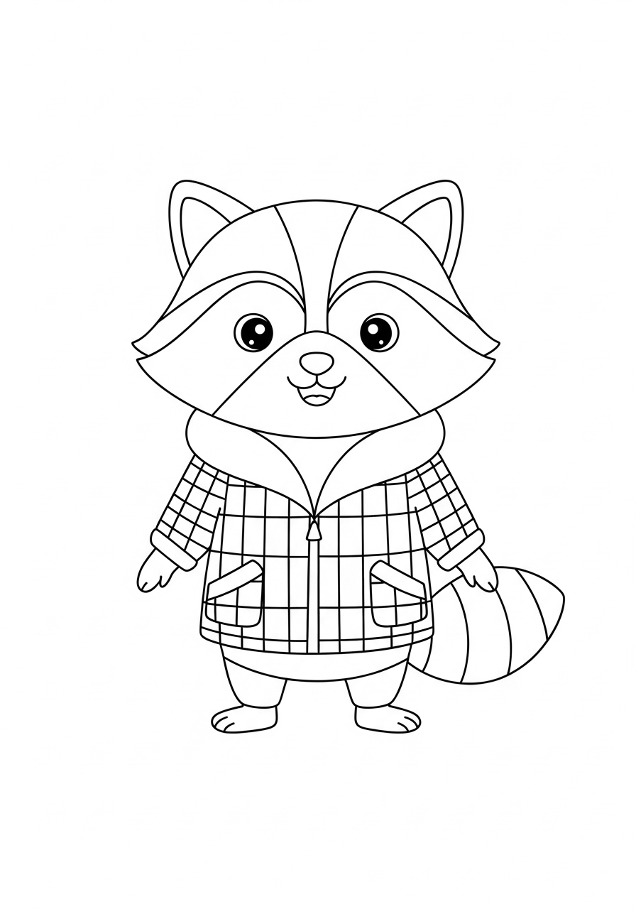 Kawaii raccoon coloring sheet printable